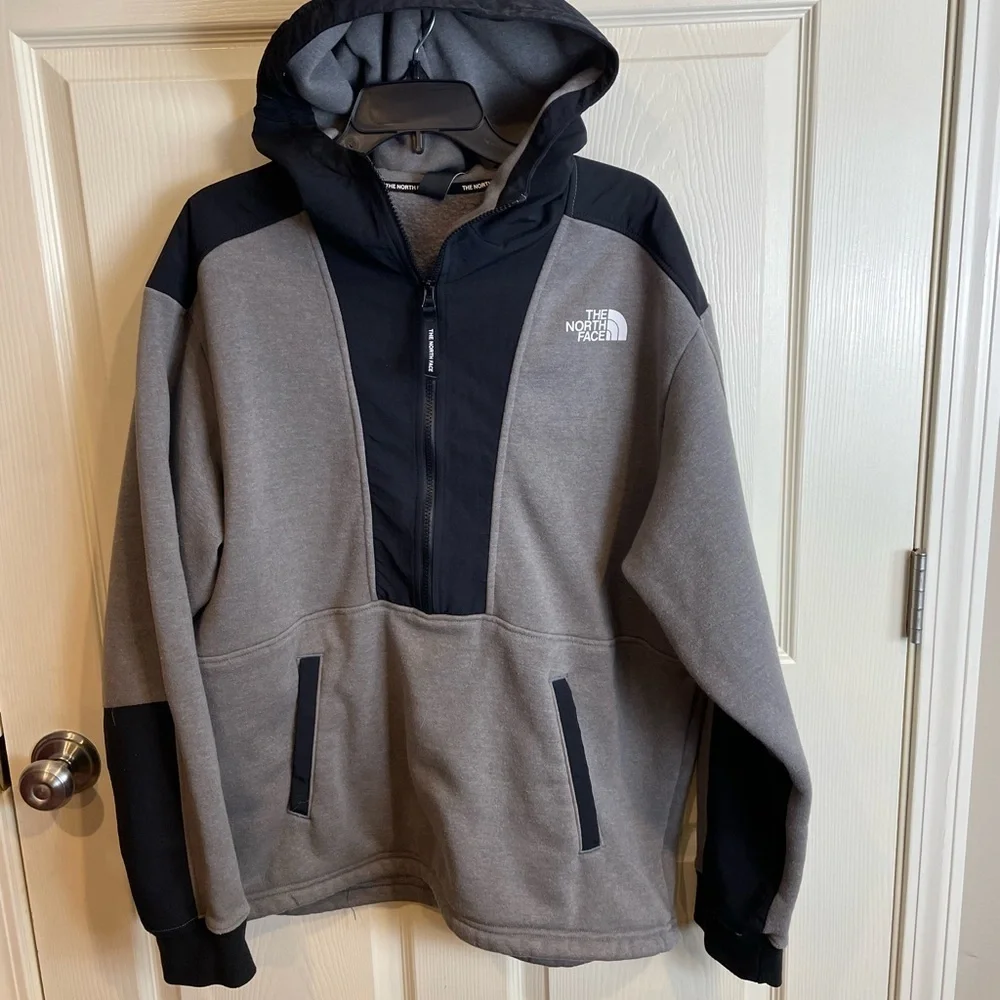 The North Face hybrid Black and Gray Pullover hoodie large
